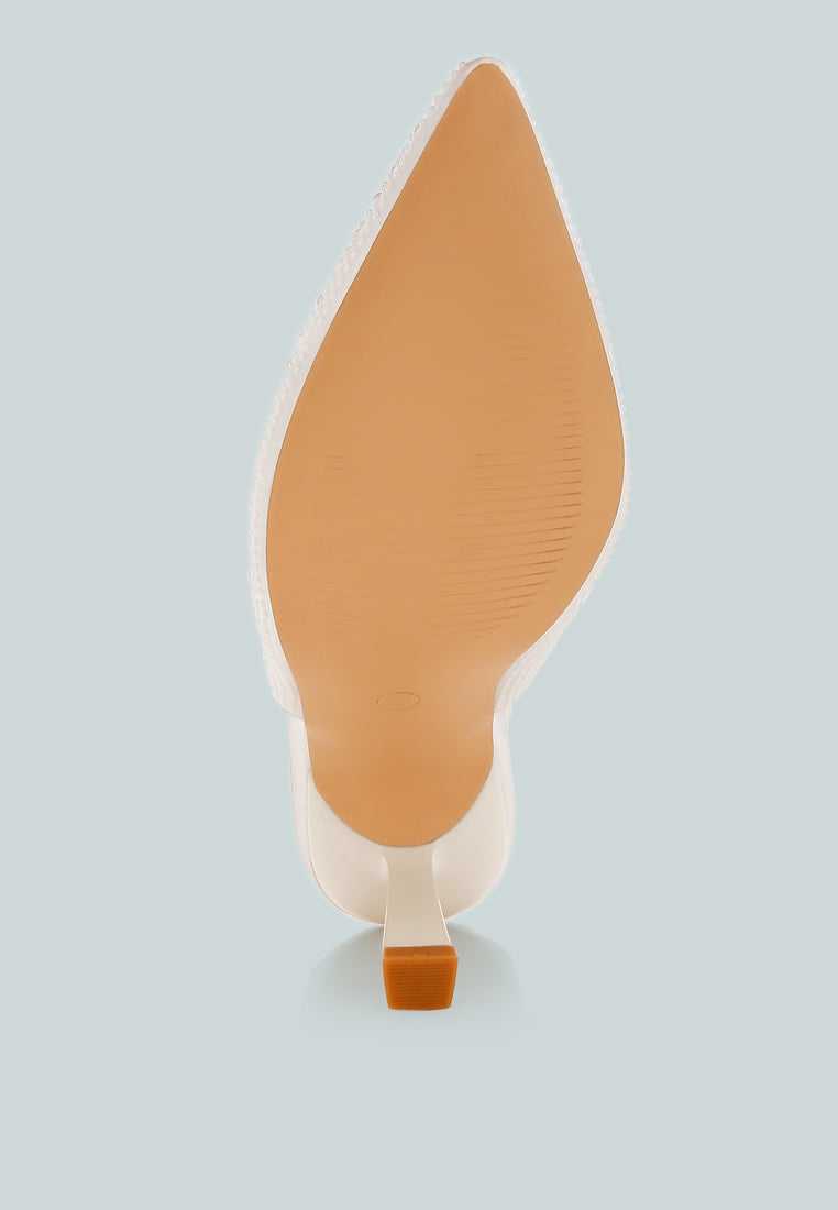 Ararki Luxurious Satin Pearl Slingback Sandals