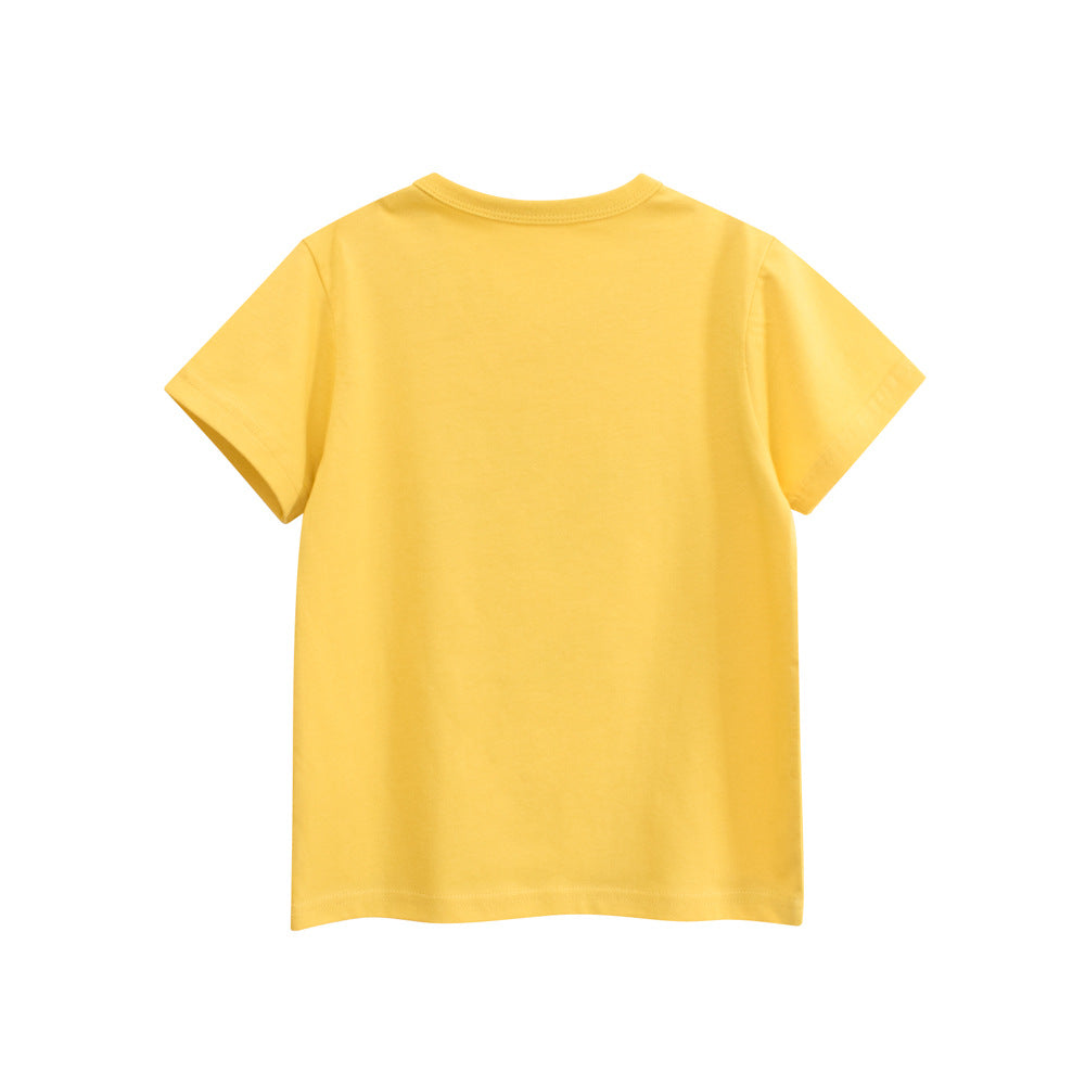 Boys’ Dinosaurs and Letters Print T-shirt in European and American Style-1