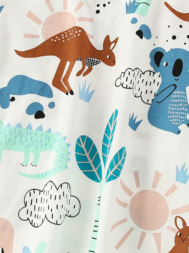 Boys’ Animals Cartoon Pattern Short Sleeves T-Shirt In European And American Style For Summer-2