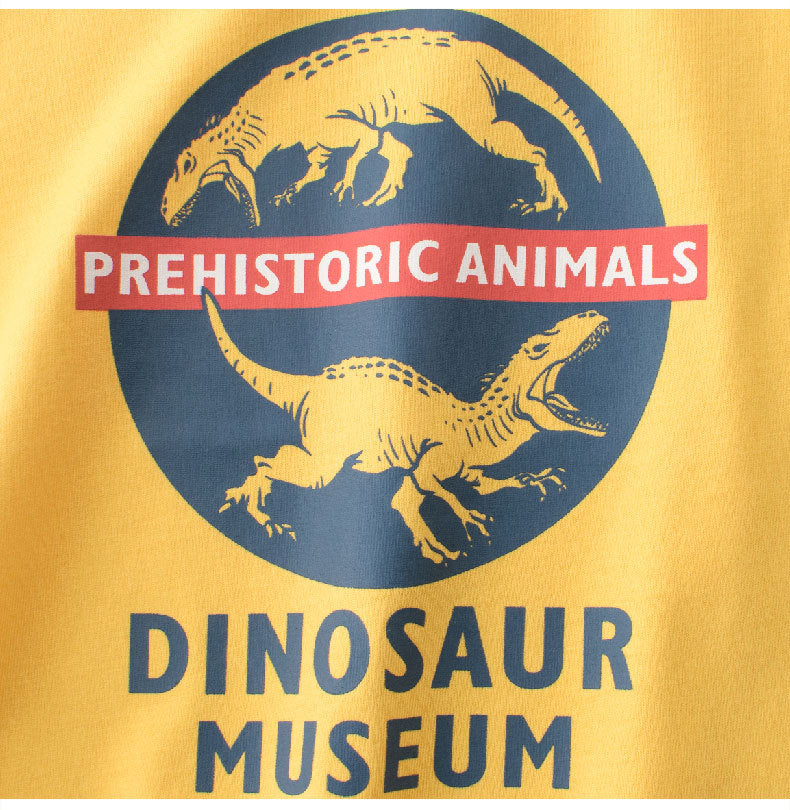 Boys’ Dinosaurs and Letters Print T-shirt in European and American Style-2