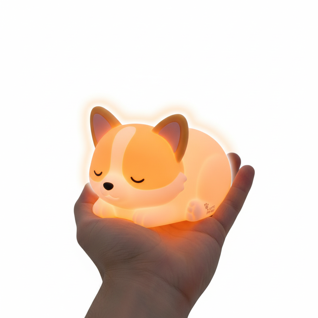 Adorable pet-shaped LED night light, perfect for kids bedrooms and nurseries