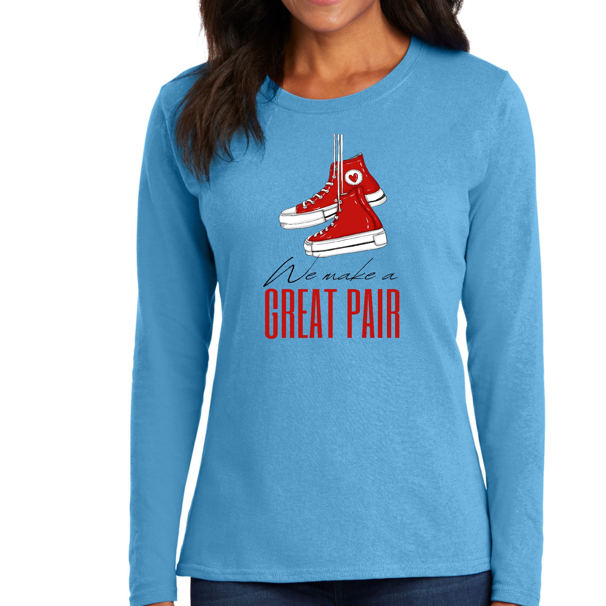 Womens Long Sleeve Graphic T-shirt - Say it Soul - we Make a Great Pair