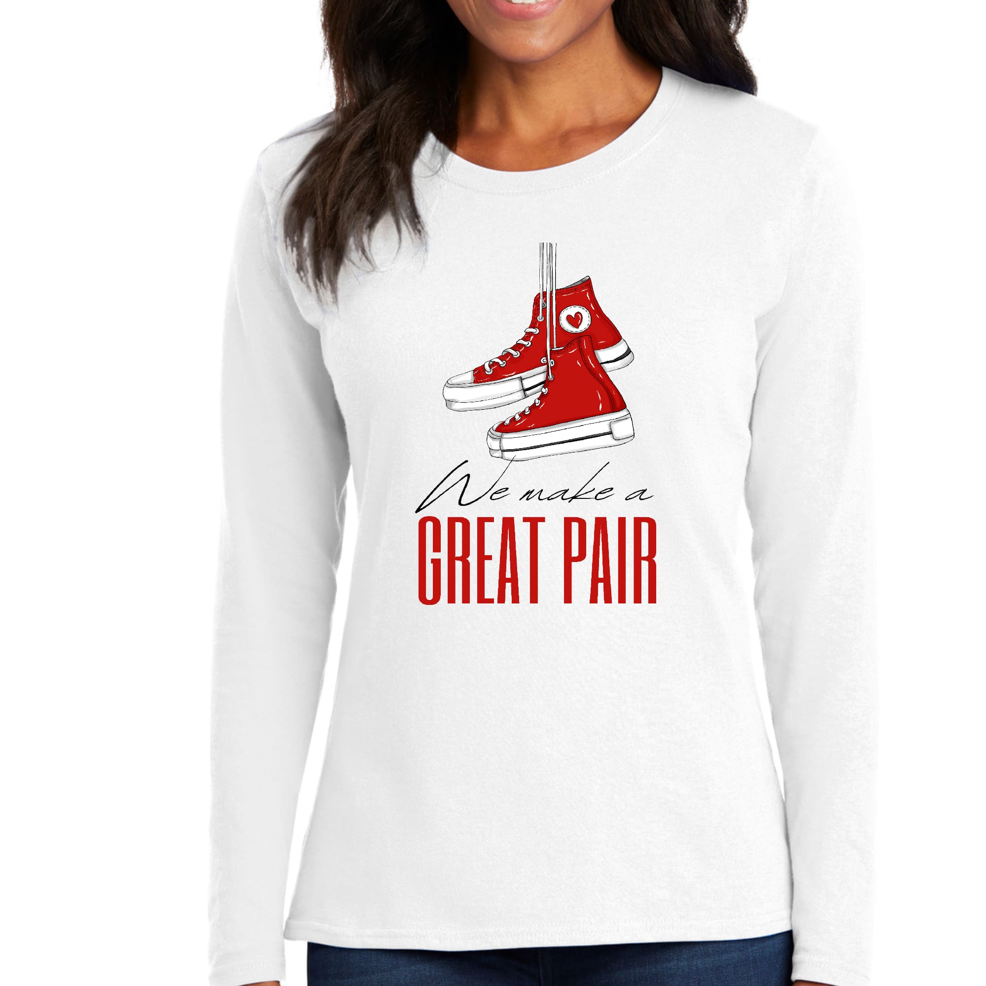 Womens Long Sleeve Graphic T-shirt - Say it Soul - we Make a Great Pair
